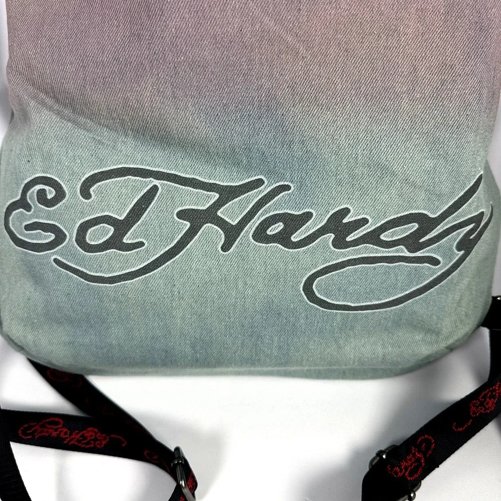 Ed Hardy Canvas Backpack with Skull & Hearts NWT Tattoo Y2K Rhinestones